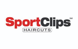 The logo for sport clips haircuts is red and black on a white background.