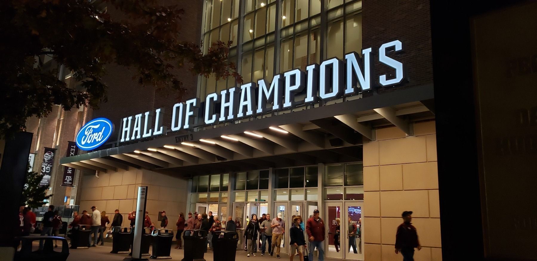 A large building with a sign that says hall of champions