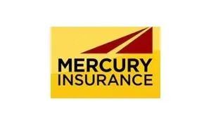 Mercury Insurance logo: Yellow square with red triangle design and company name.