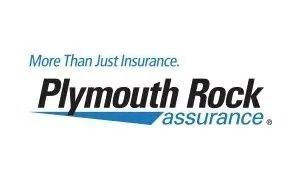 Plymouth Rock Assurance logo: blue and black text with tagline 