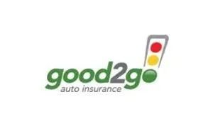 Good2Go auto insurance logo with a traffic light. Green text with the company name, white background.