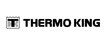 A black and white logo for thermo king on a white background.