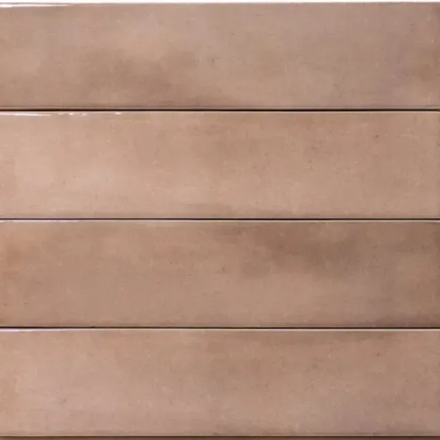 Four horizontal, light brown rectangular tiles with a smooth, matte finish, stacked evenly.