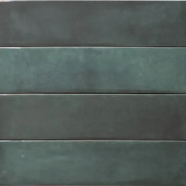 Four horizontal, rectangular tiles stacked vertically in alternating shades of dark charcoal gray and muted deep green.