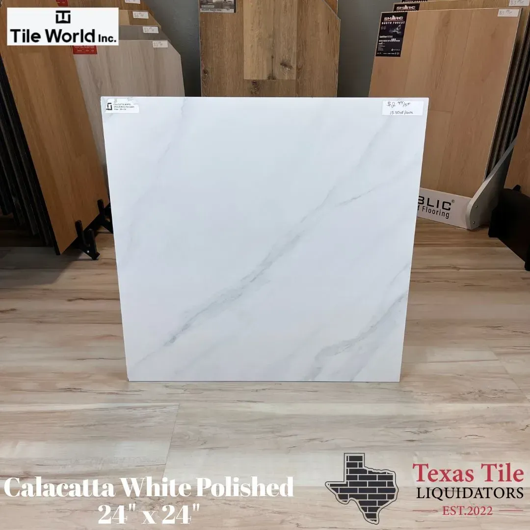 Calacatta white polished tile square, 24