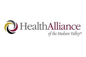 HealthAlliance of the Hudson Valley logo with black, gold, and maroon swirl icon