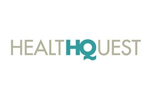 HEALTHQUEST logo in gray and teal on a white background