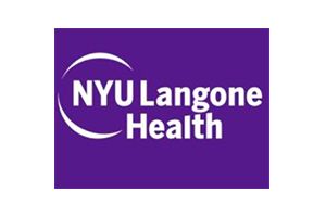 NYU Langone Health logo in white text on a purple background