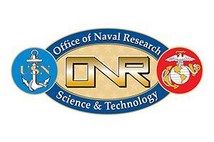U.S. Naval Research Office logo with blue oval, gold ONR letters, and Navy emblems on both sides