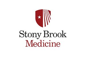 Stony Brook Medicine logo with red shield and black-and-red text on white background