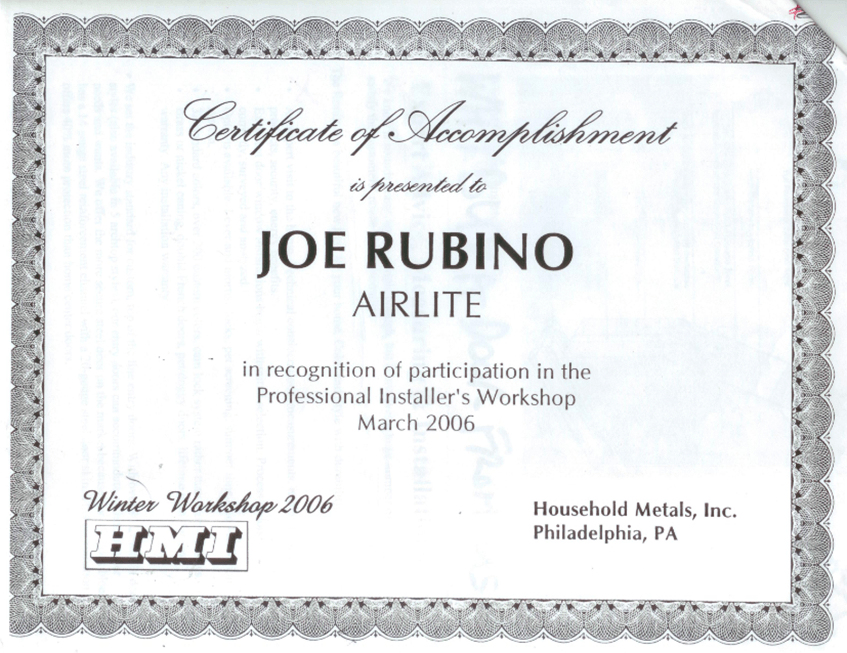 Certificate - Airlite