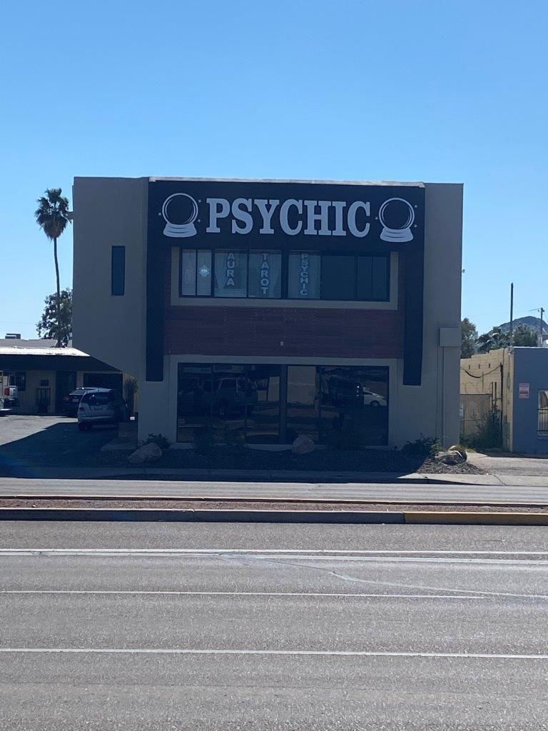 A building with the word psychic on it