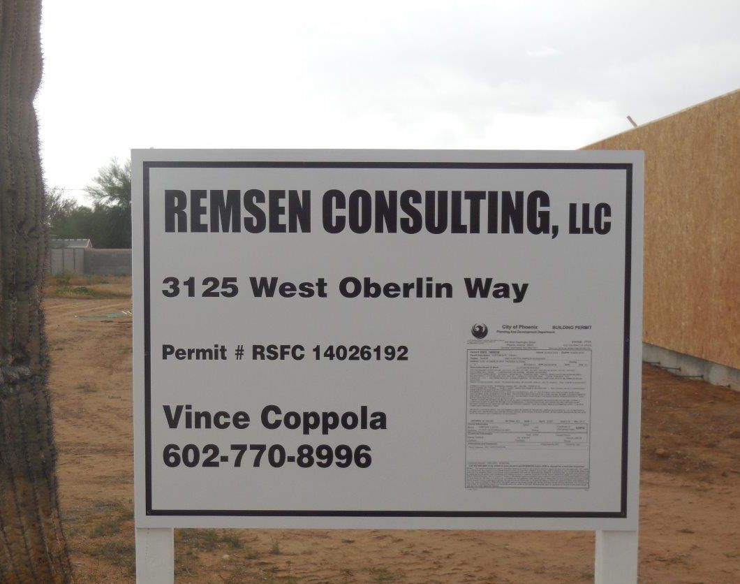 A sign that says remsen consulting llc on it