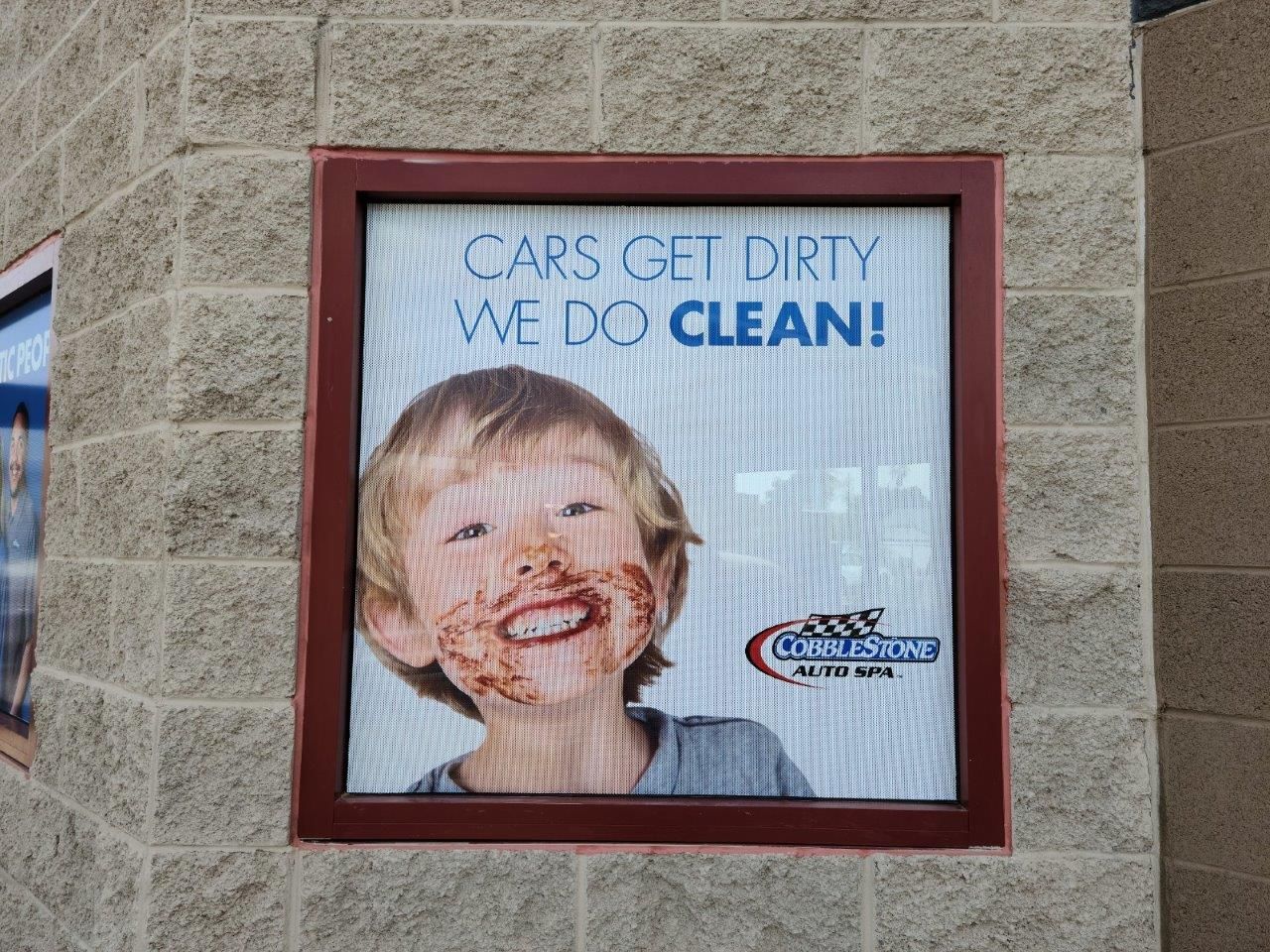 A sign that says cars get dirty we do clean