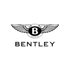 Bentley logo with winged emblem and bold black text on white background