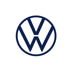 Blue Volkswagen logo on a white background