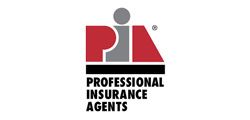 The logo for professional insurance agents is red and black.