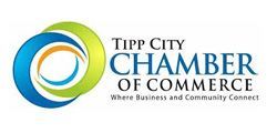 A logo for the tipp city chamber of commerce where business and community connect.