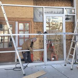 Commercial glass installation