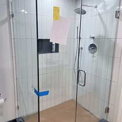 Installed shower door