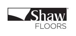 Shaw Floors logo: Black rectangle with a white and black geometric shape, the word 