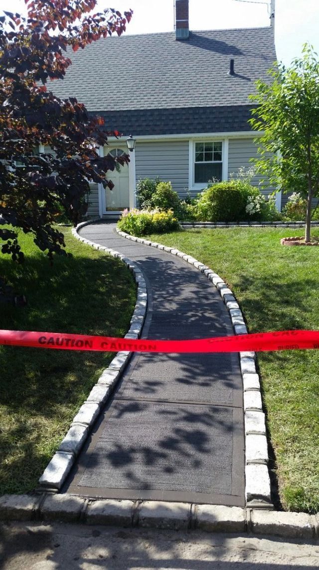 Walkways with white brick border