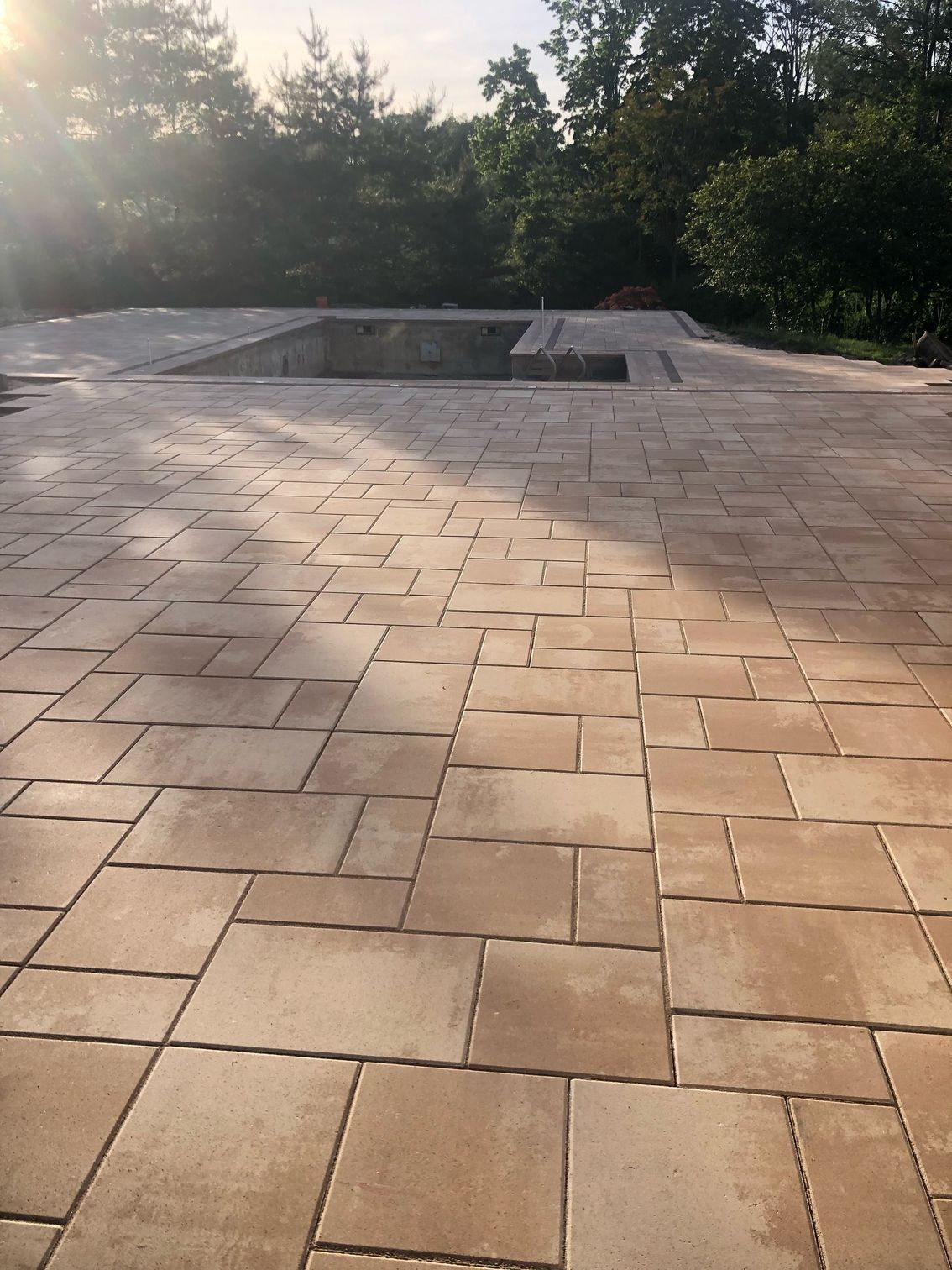 Outdoor patio bathed in sunlight