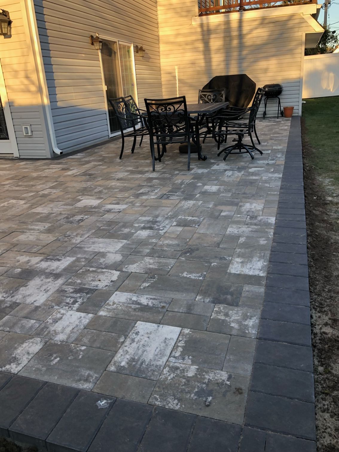 Sunny outdoor space with a table set