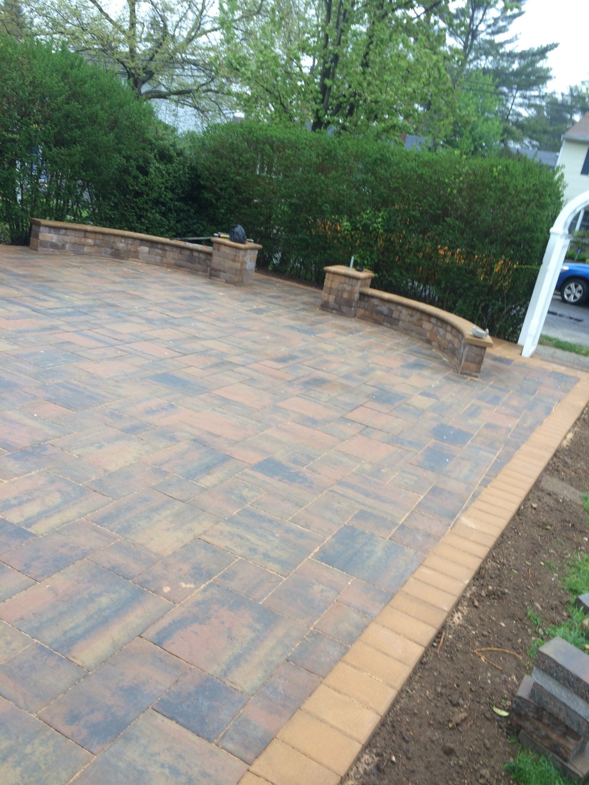 Structured brick patio