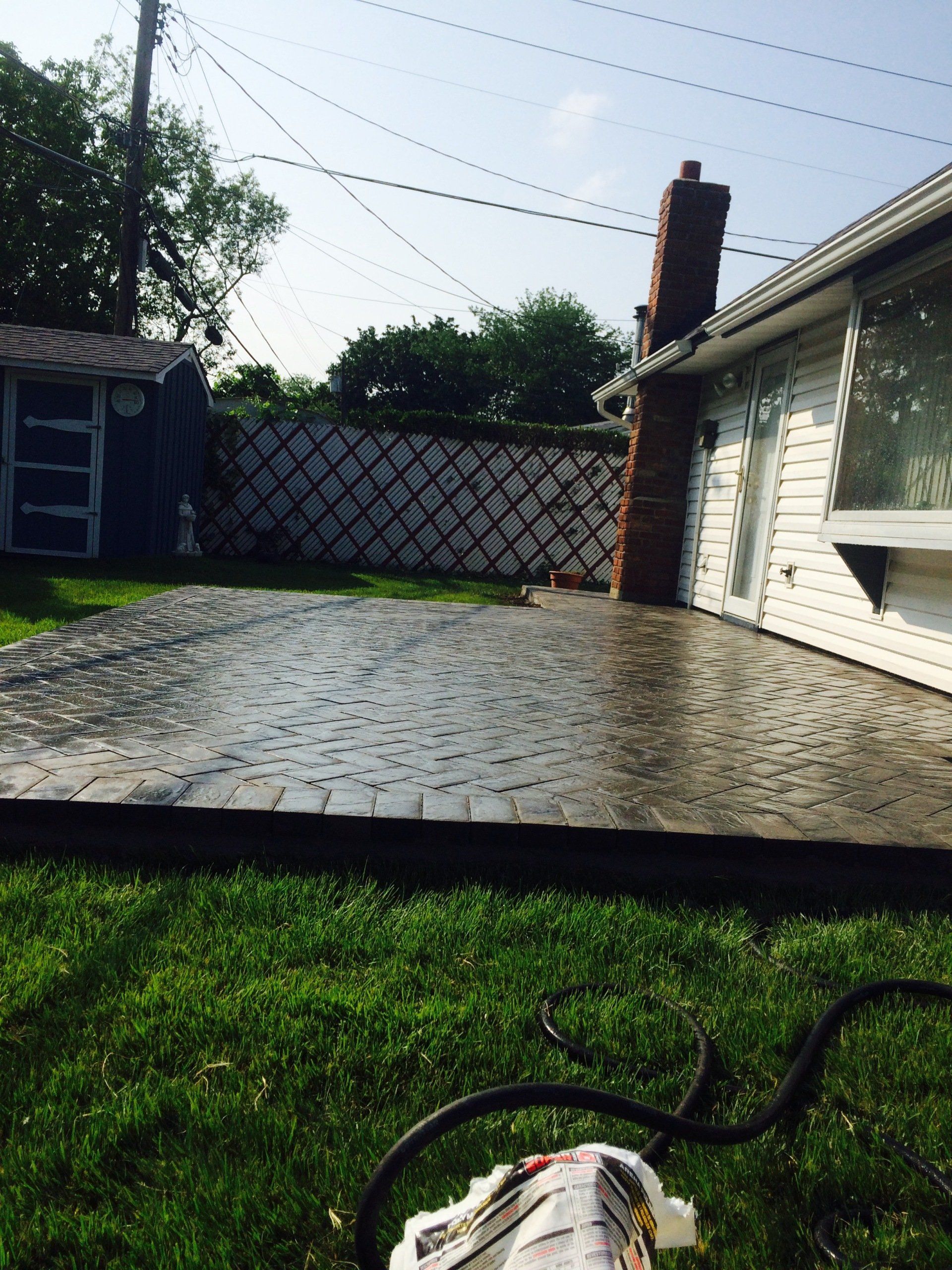 a patio in a backyard