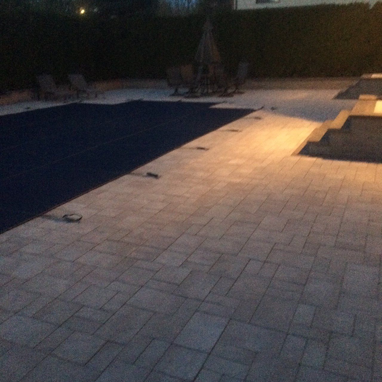 Outdoor patio with light