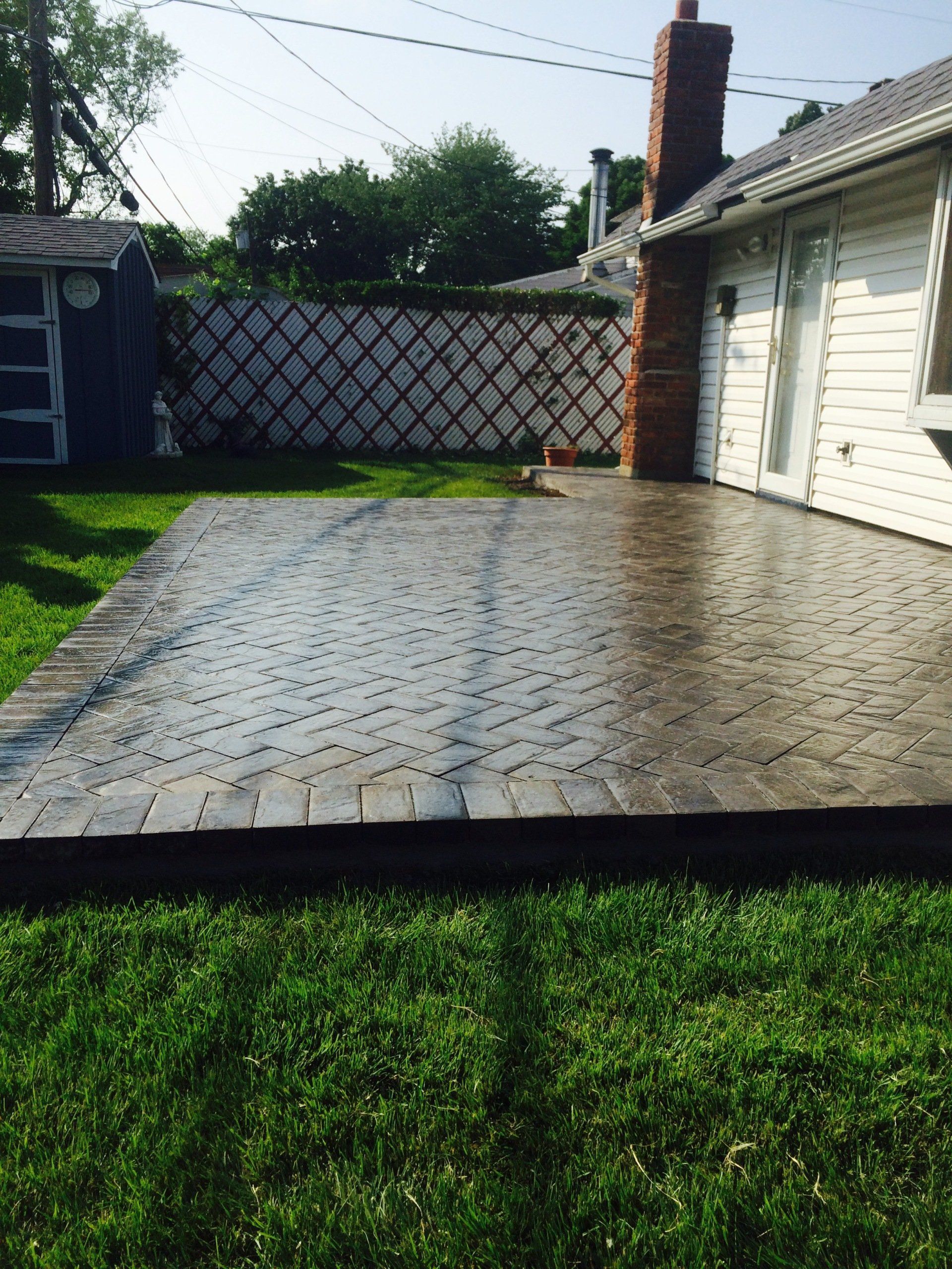 a patio in a backyard