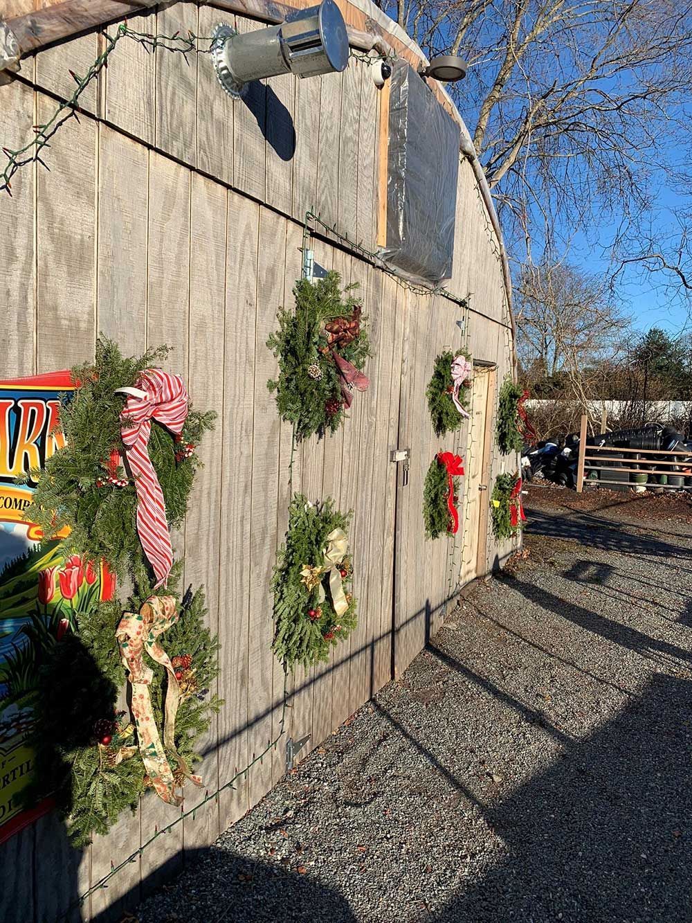Wall with wreaths