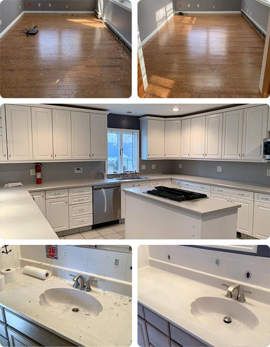 A collage of pictures of every construction cleanup project