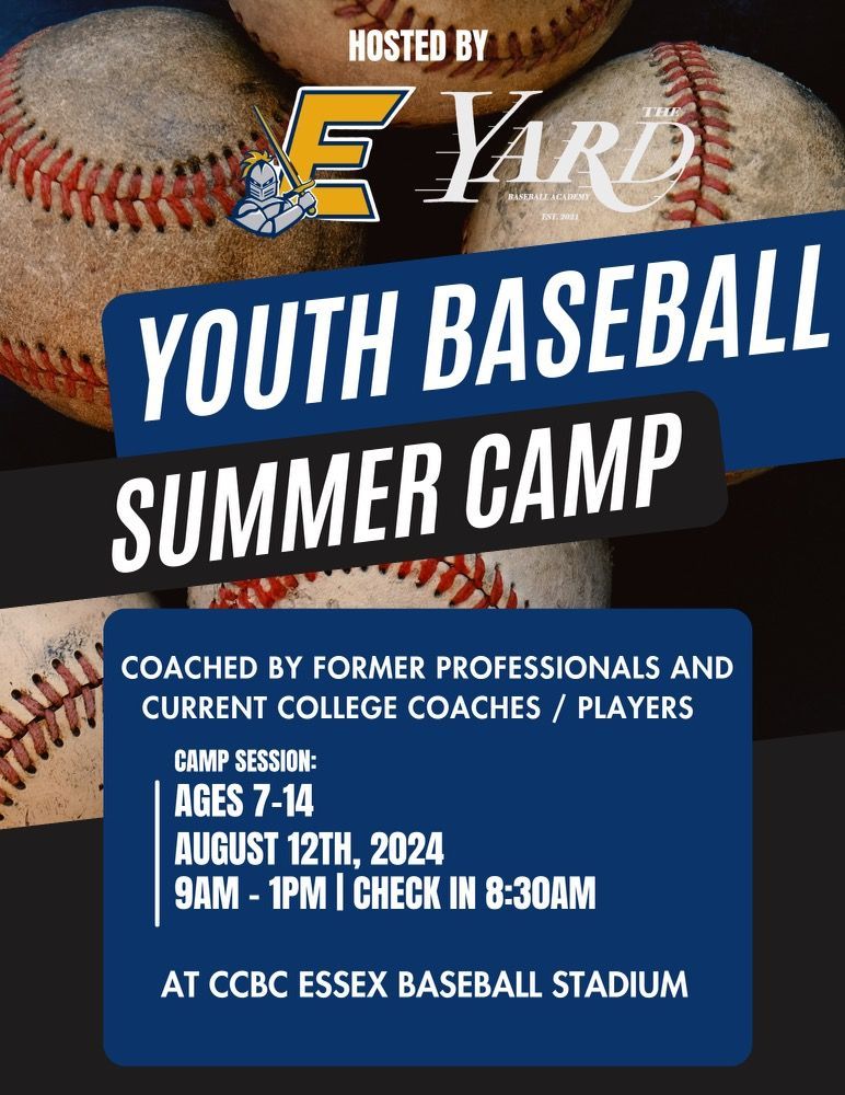 A poster for a youth baseball summer camp.