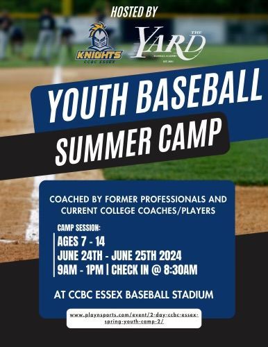 A poster for a youth baseball summer camp.