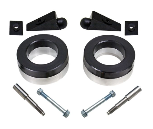 a set of black rings and screws on a white background