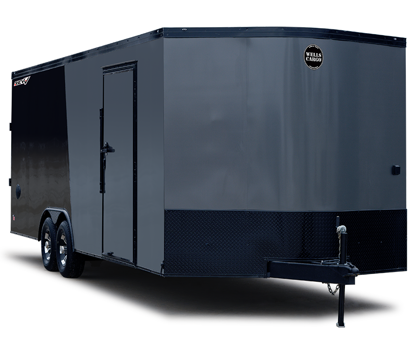 A gray and black trailer