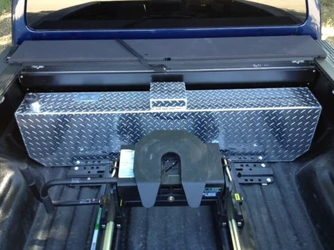 the back of a truck with a trailer hitch