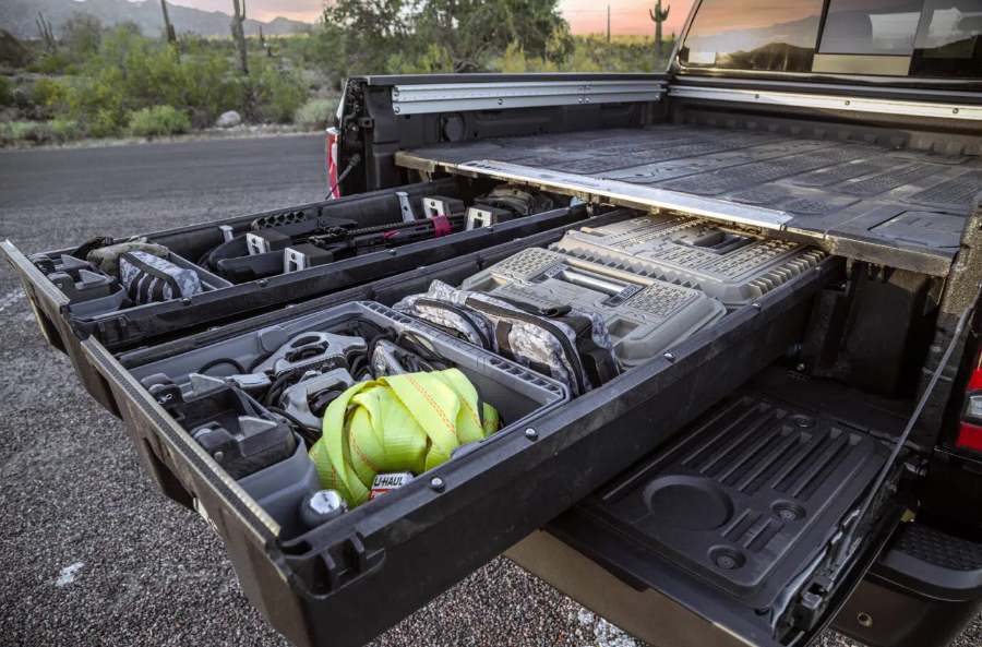 a truck with a bunch of drawers in the back of it