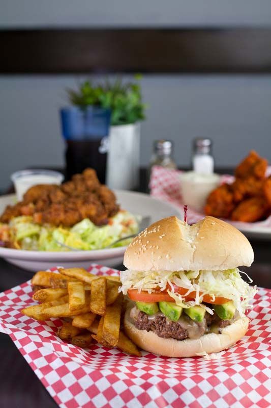 Burger and chicken tenders
