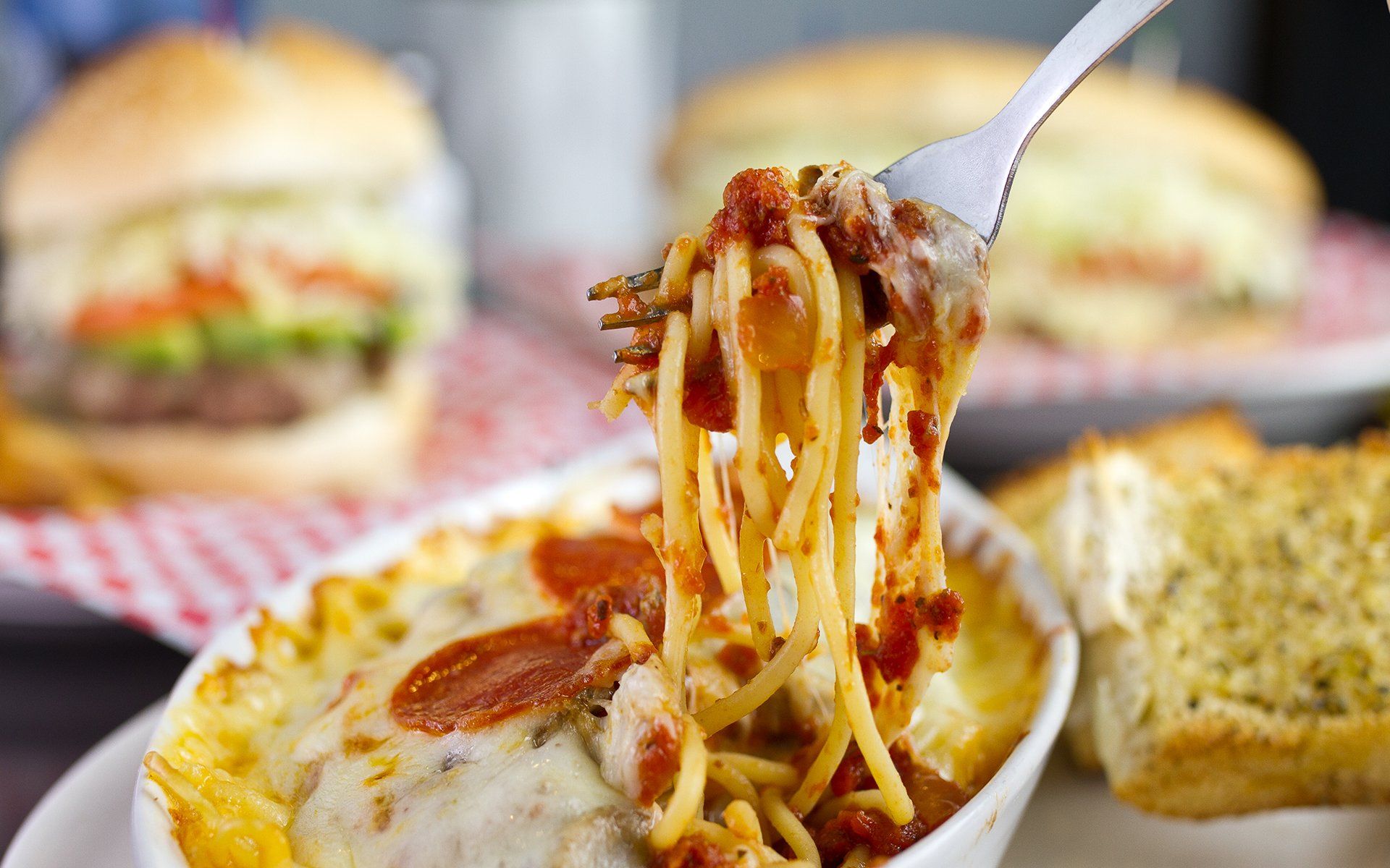 Pasta and burger