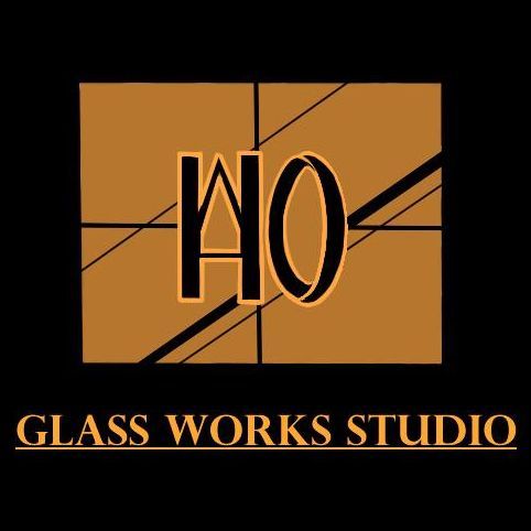 HO Glass Works Studio logo in copper and black with stylized lettering