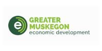 Greater Muskegon Economic Development logo with green circular “e” icon and text