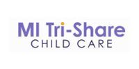 MI Tri-Share Child Care logo in purple and gray text on a white background
