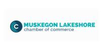 Muskegon Lakeshore Chamber of Commerce logo in teal and black on a white background