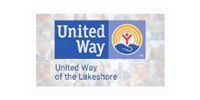 United Way of the Lakeshore logo with blue and gold emblem and text on a light background