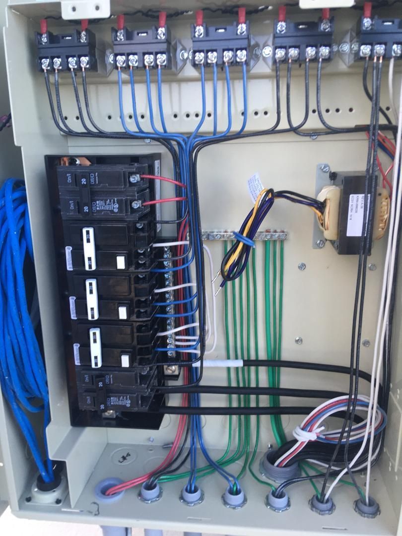 A electrical box with a lot of wires coming out of it