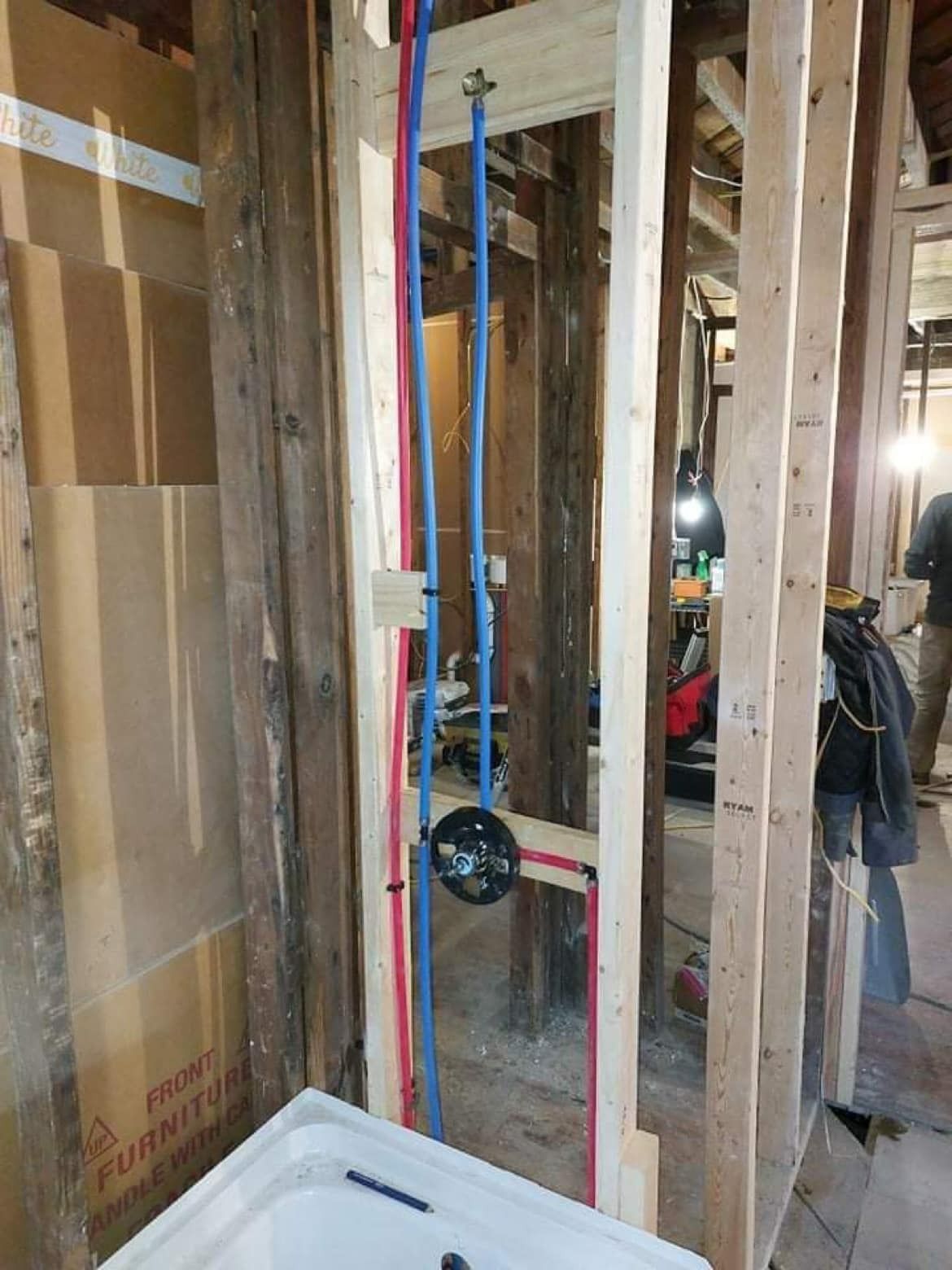 Plumbing rough in at an apartment building in Charleston