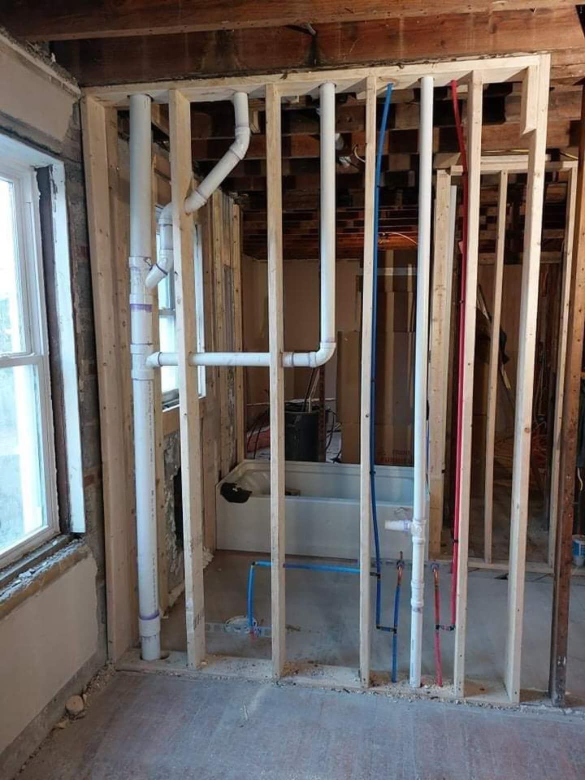 Plumbing rough in at an apartment building in Charleston